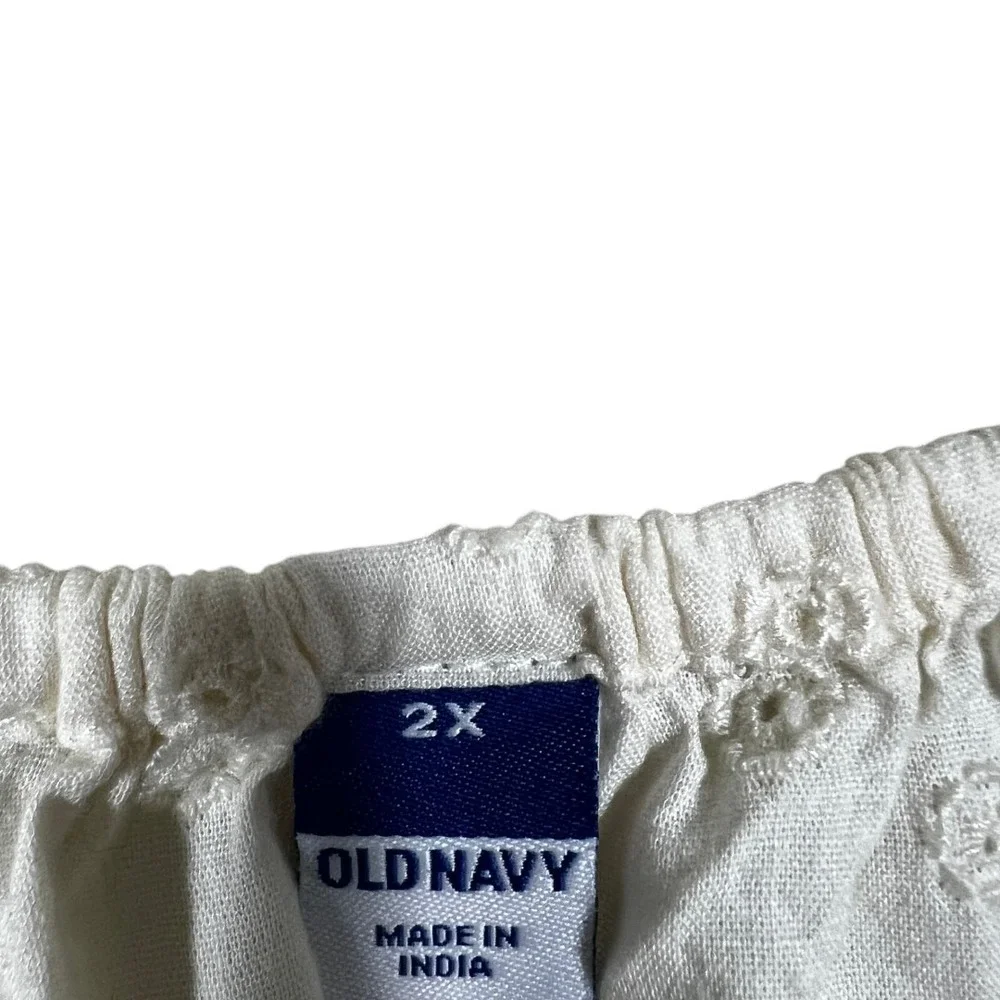 NWT Old Navy Eyelet Smocked Peasant Top Cream Boho Cottagecore Plus Size 2X